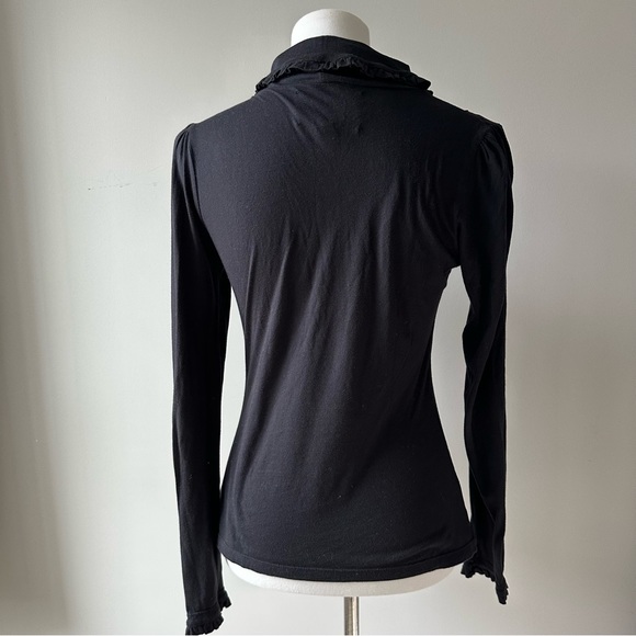 Deletta Black Ruffle Long Sleeve Lightweight Shirt Size Small - Picture 6 of 9